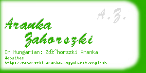 aranka zahorszki business card